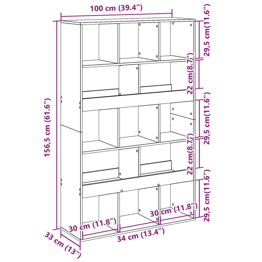 Bookcase Grey Sonoma 100x33x156,5 cm Engineered Wood