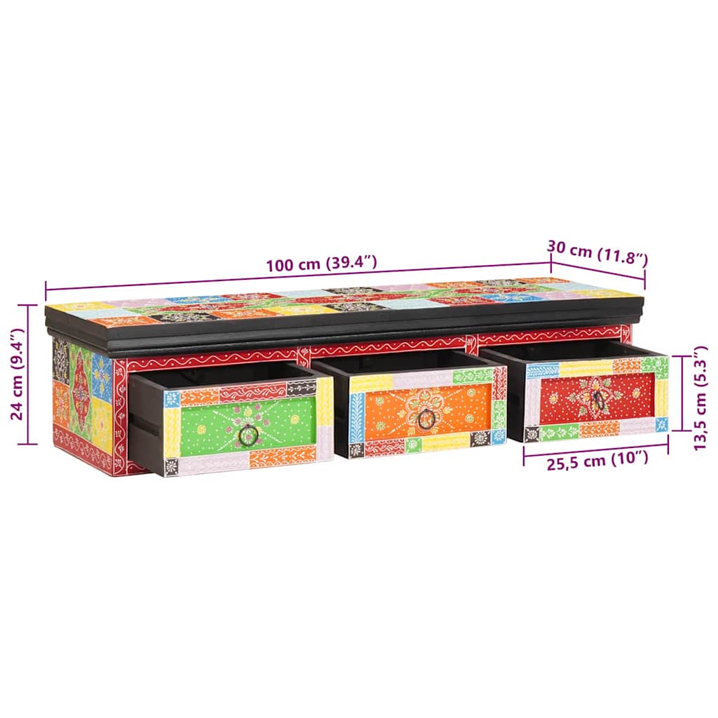 TV Cabinet Multicolour 100 x 30 x 24 cm Solid Mango wood