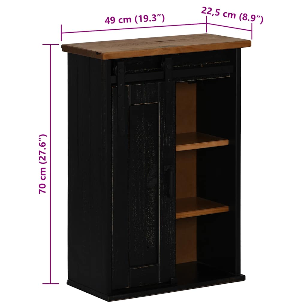 Hanging Cabinet HALDEN with Sliding Door Black 49x22.5x70 cm
