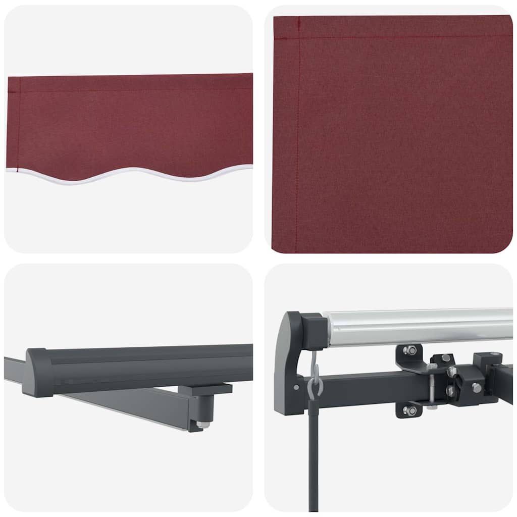 Manual Retractable Awning with LEDs Burgundy 600x300 cm
