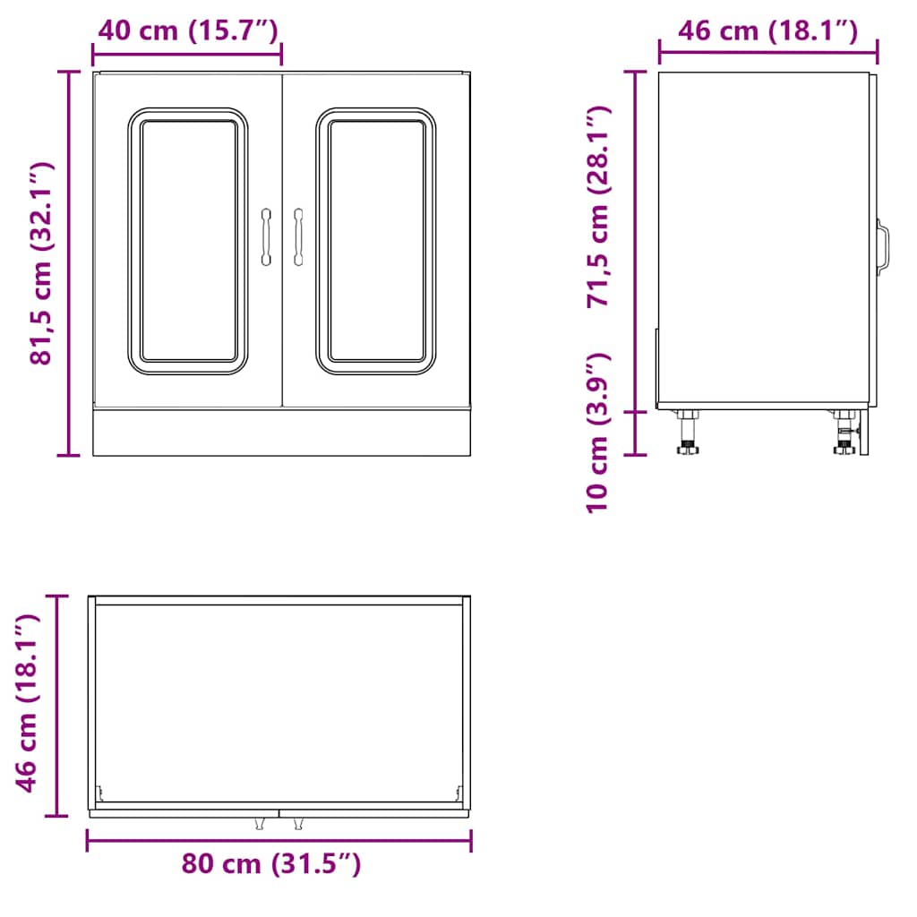 Sink Base Cabinet "Kalmar" Concrete Grey 80x46x81,5 cm Engineered Wood
