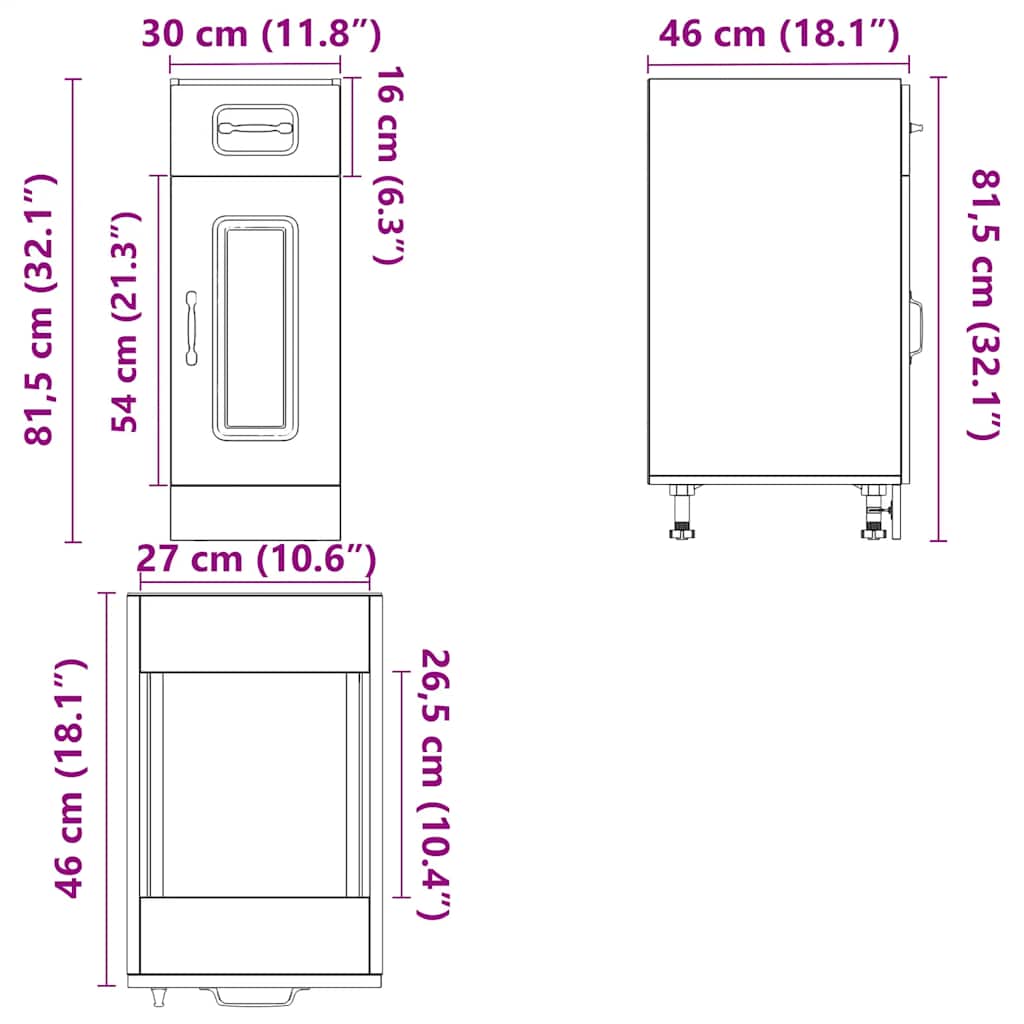 Kitchen Base Cabinet "Kalmar" White Engineered Wood