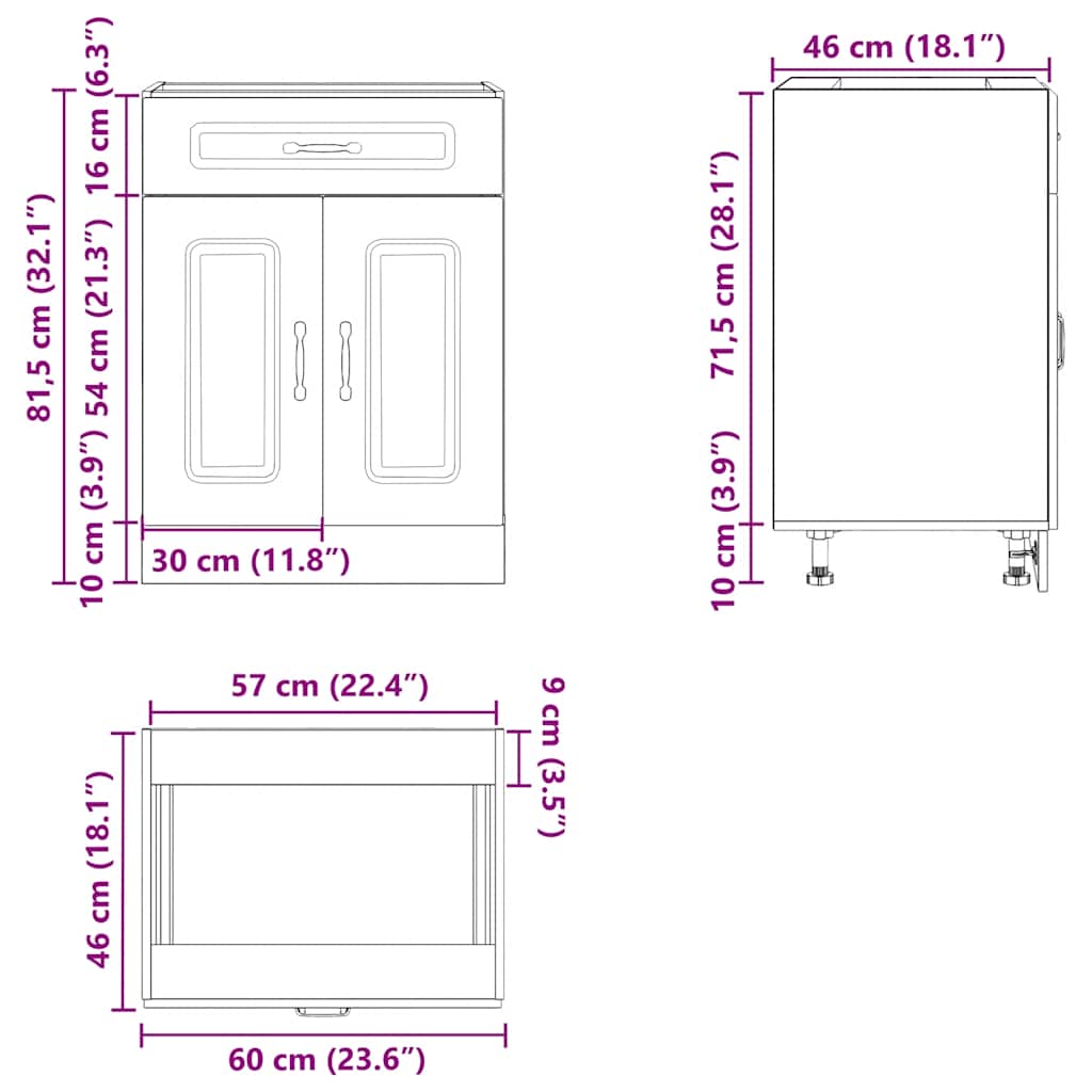 Kitchen Base Cabinet "Kalmar" Sonoma Oak Engineered Wood