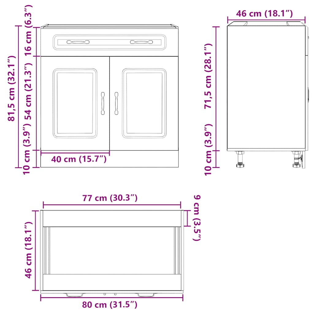 Kitchen Base Cabinet "Kalmar" White Engineered Wood