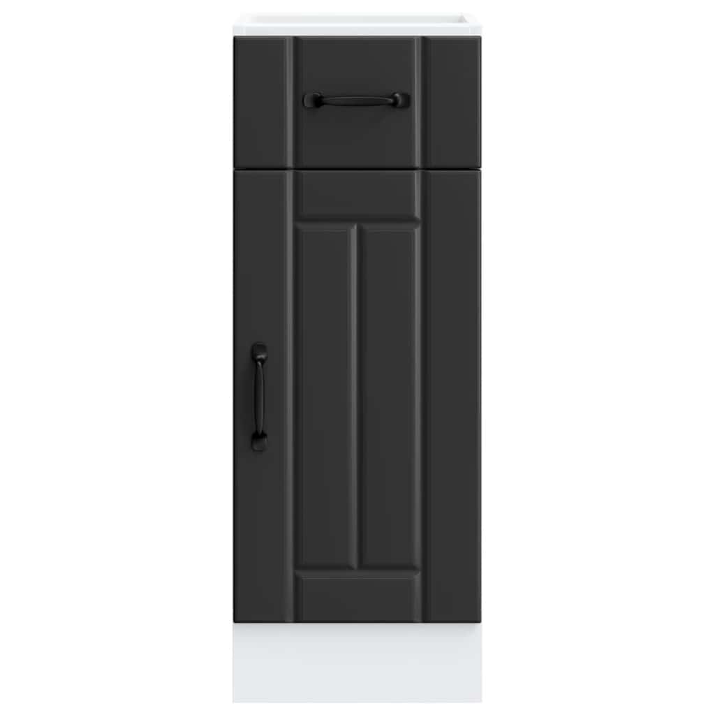 Kitchen Base Cabinet "Lucca" Black Engineered Wood