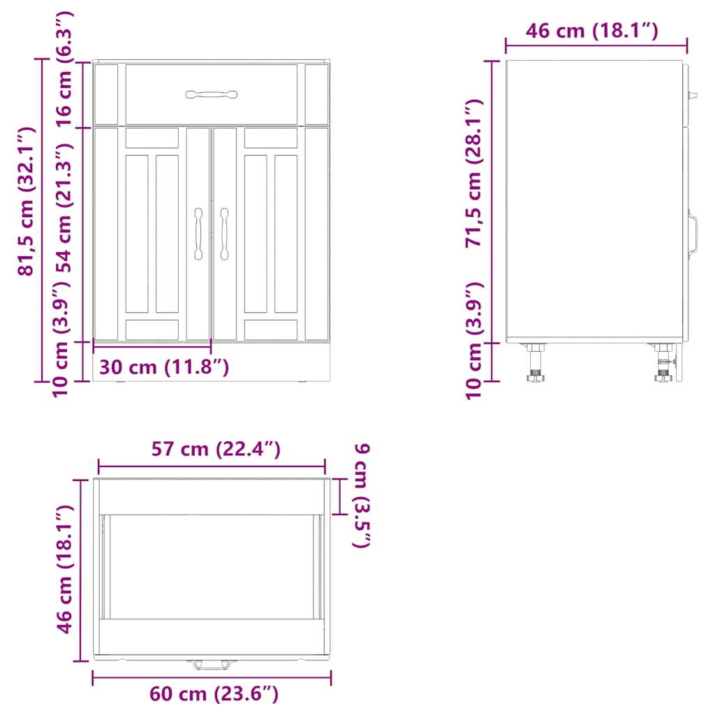 Kitchen Base Cabinet "Lucca" White Engineered Wood