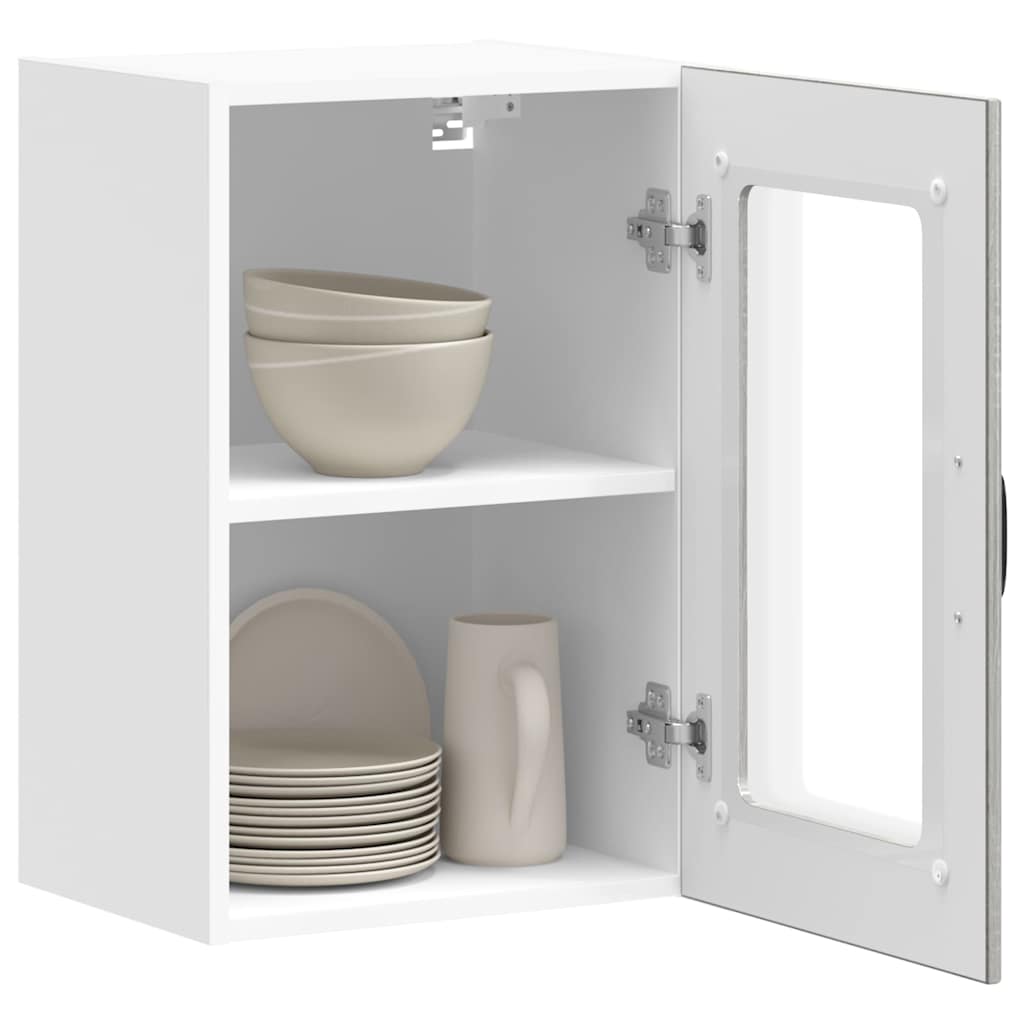Kitchen Wall Cabinet with Glass Door "Lucca" Grey Sonoma