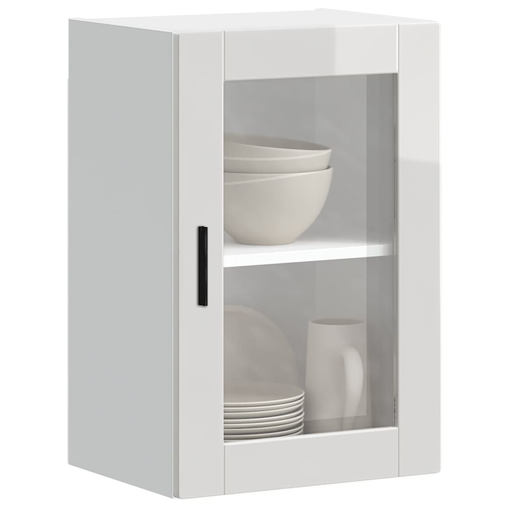 Kitchen Wall Cabinet with Glass Door "Porto" High Gloss White