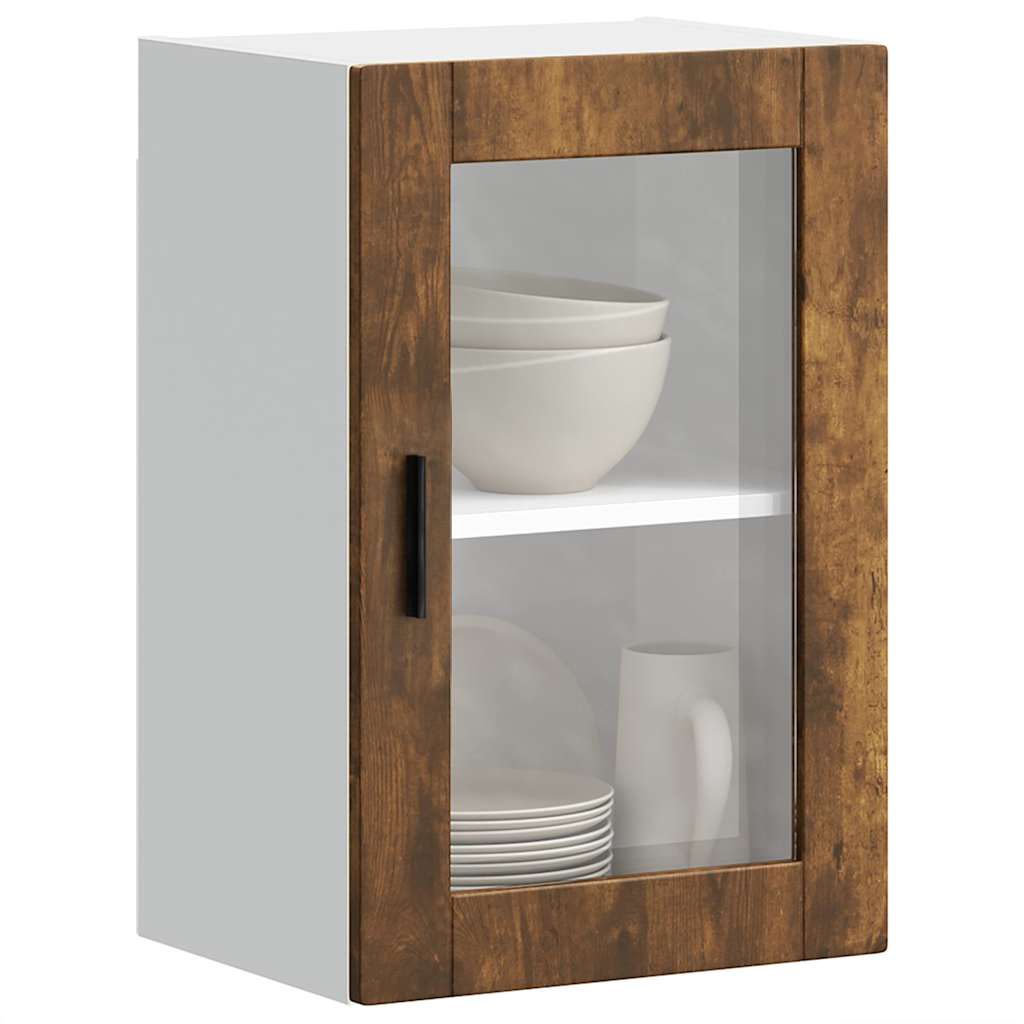 Kitchen Wall Cabinet with Glass Door "Porto" Smoked Oak