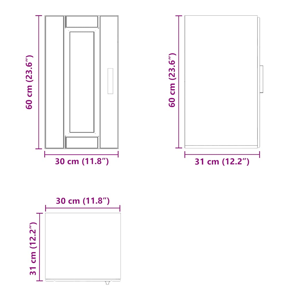 Kitchen Wall Cabinet "Porto" High Gloss White Engineered Wood