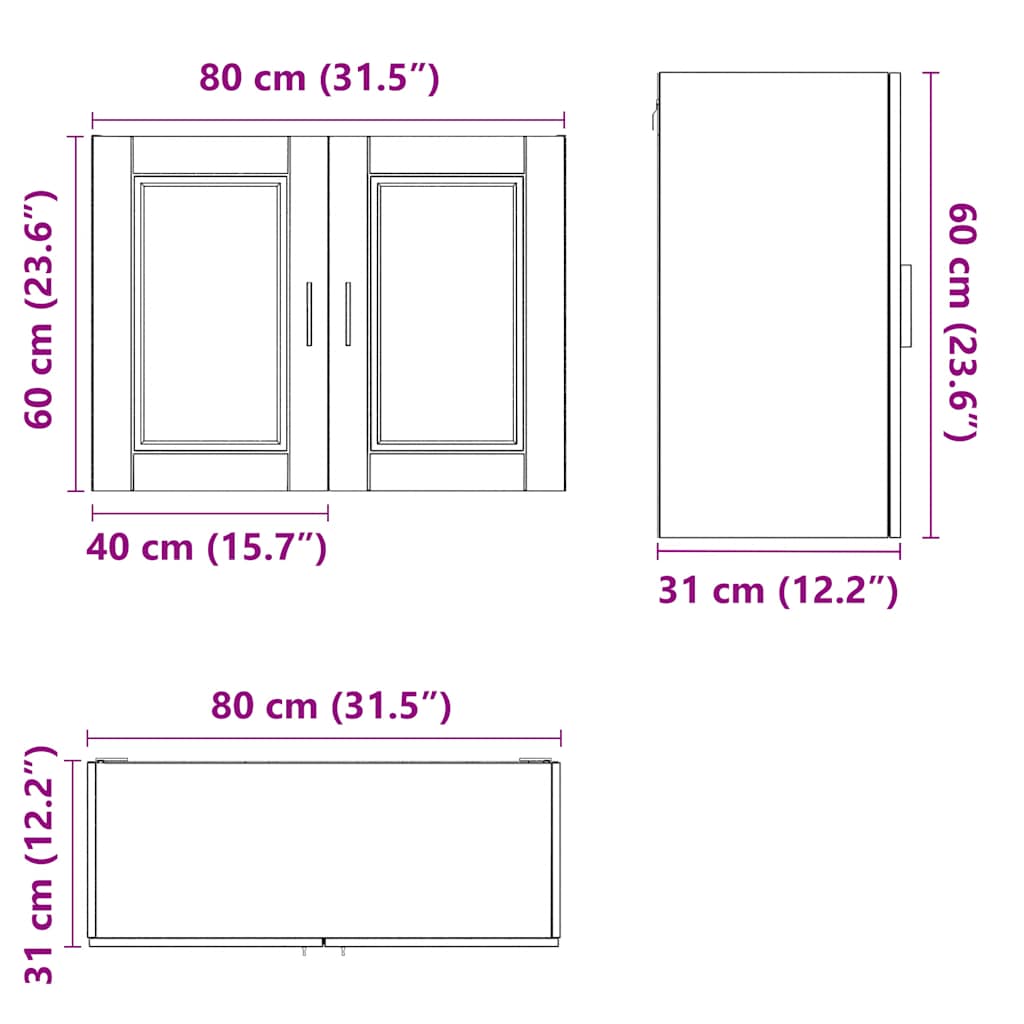 Kitchen Wall Cabinet "Porto" High Gloss White Engineered Wood