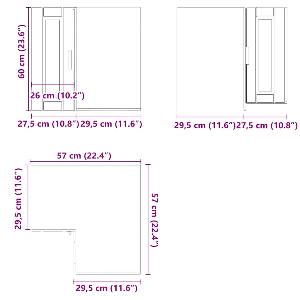 Kitchen Wall Corner Cabinet "Porto" White Engineered Wood