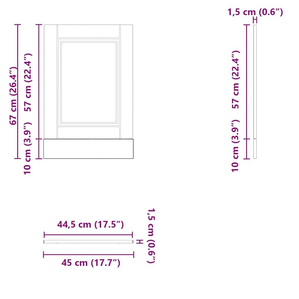Dishwasher Panel "Porto" Black 45x1,5x57 cm Engineered Wood