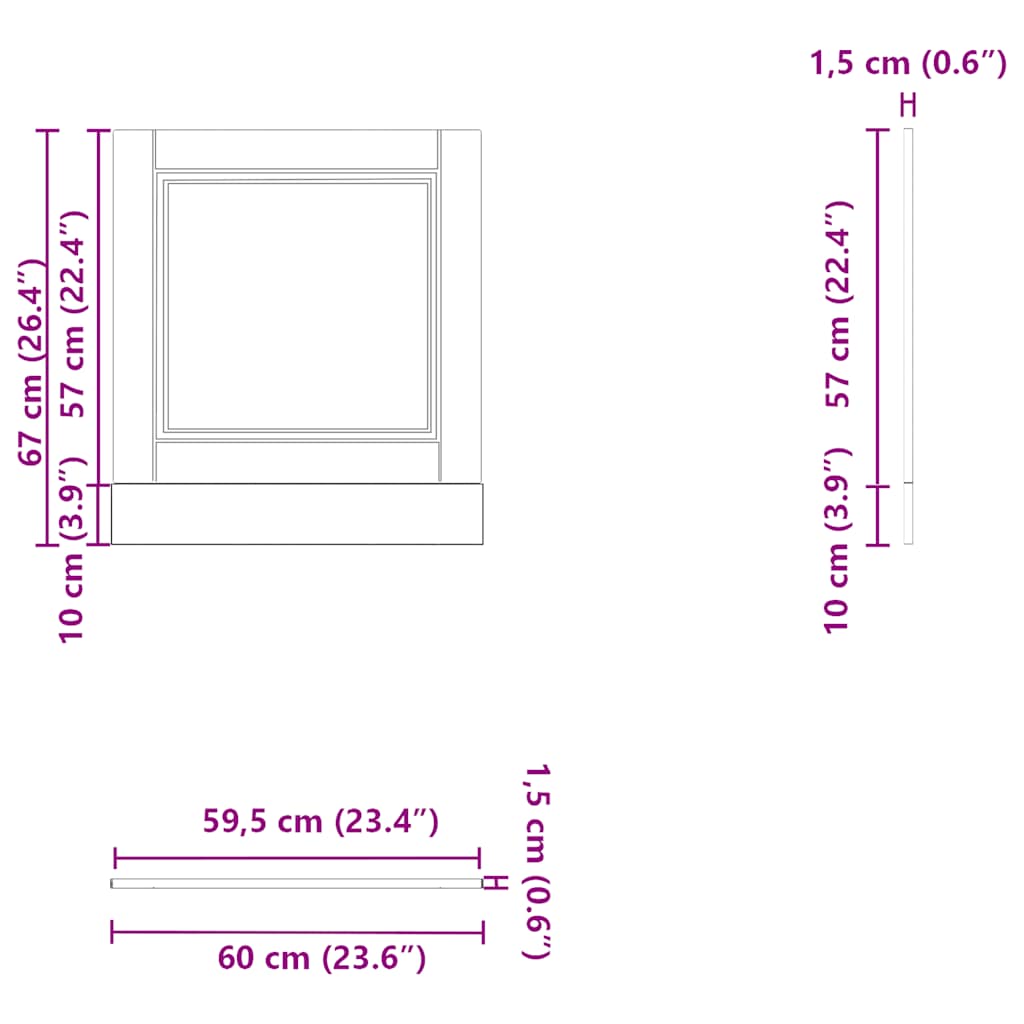 Dishwasher Panel "Porto" White 60x1,5x57 cm Engineered Wood
