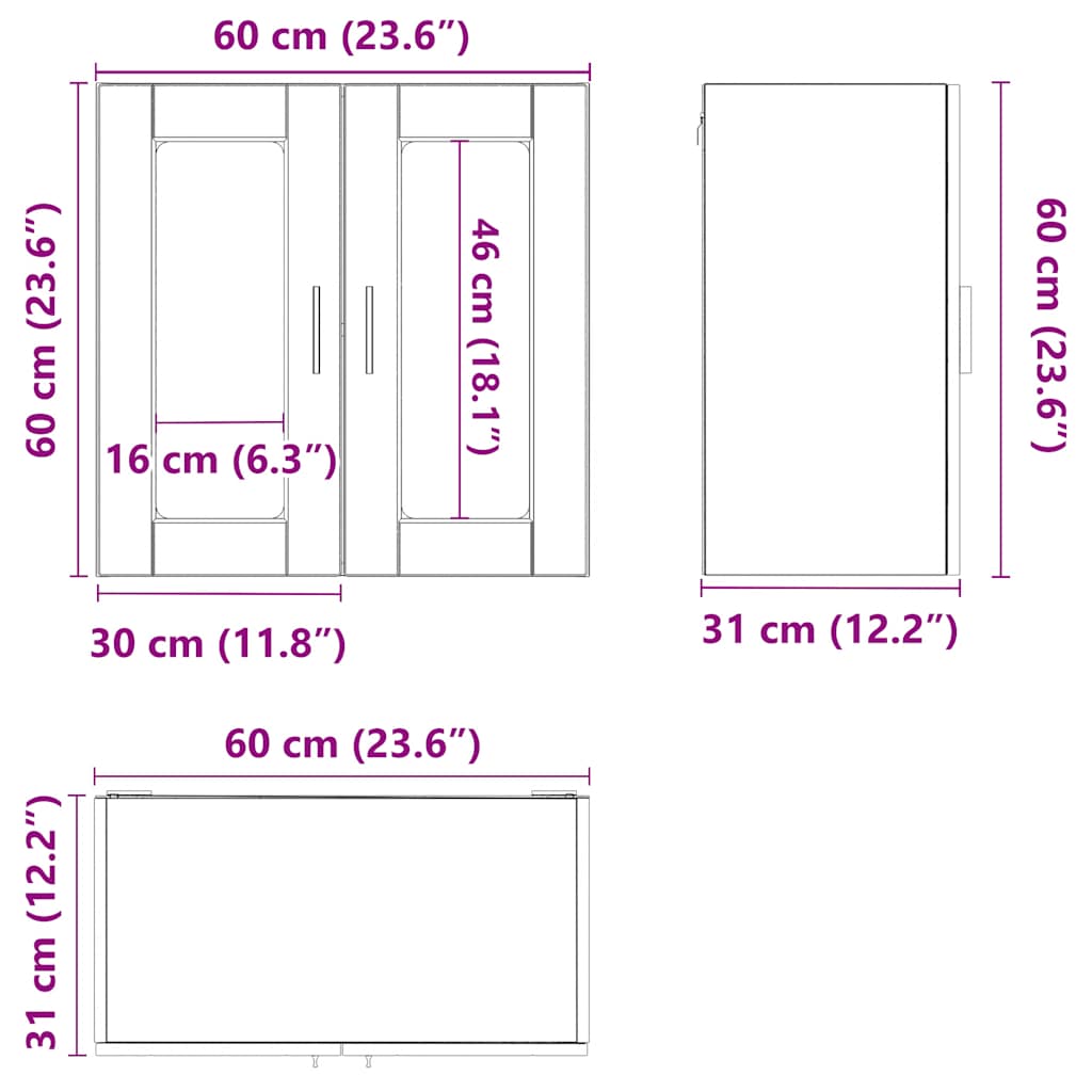 Kitchen Wall Cabinet with Glass Door "Porto" High Gloss White