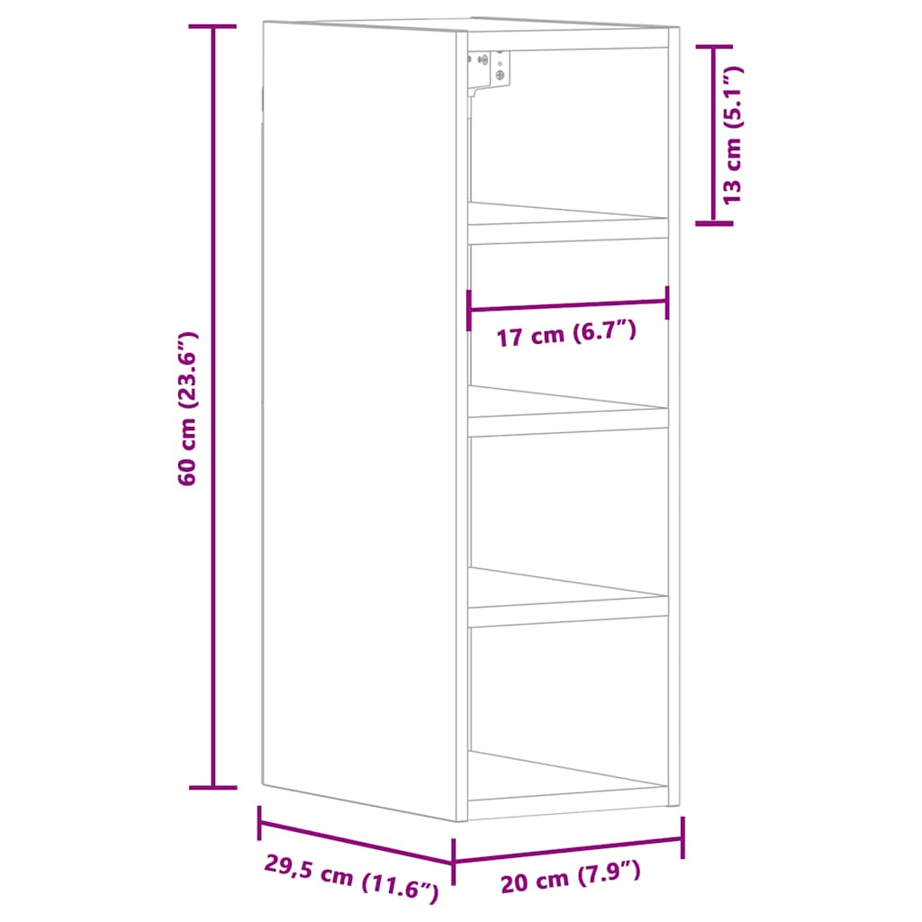 Hanging Cabinet "Riga" Grey Sonoma 20x29,5x60 cm Engineered Wood