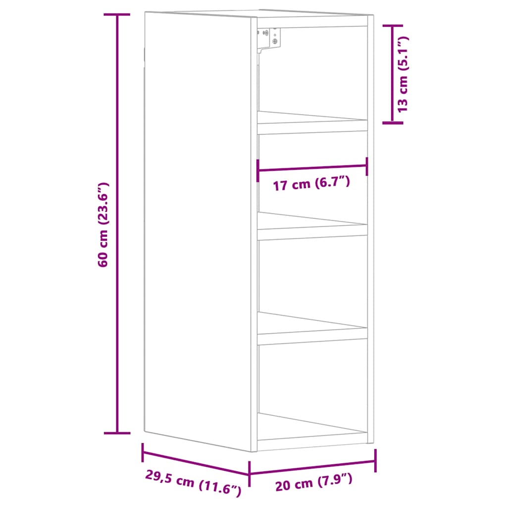Hanging Cabinet "Riga" Old Wood 20x29,5x60 cm Engineered Wood