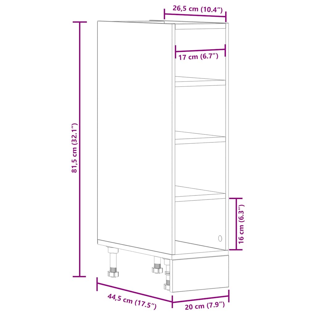 Bottom Cabinet "Riga" Artisan Oak 20x44,5x81,5 cm Engineered Wood