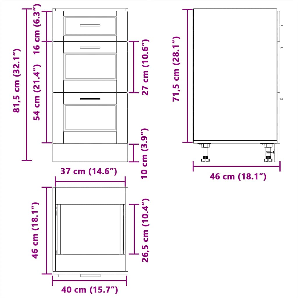 Kitchen Base Cabinet "Porto" Artisan Oak Engineered Wood