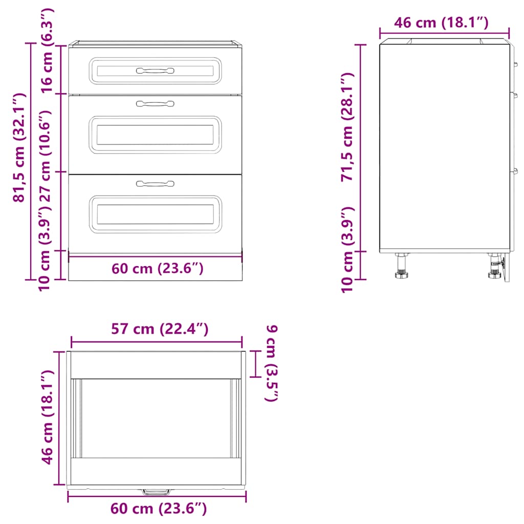 Kitchen Base Cabinet "Kalmar" White Engineered Wood