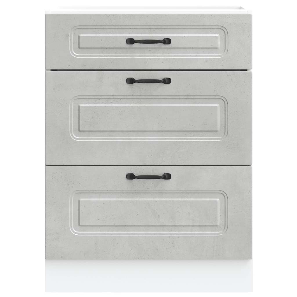 Kitchen Base Cabinet "Kalmar" Concrete Grey Engineered Wood