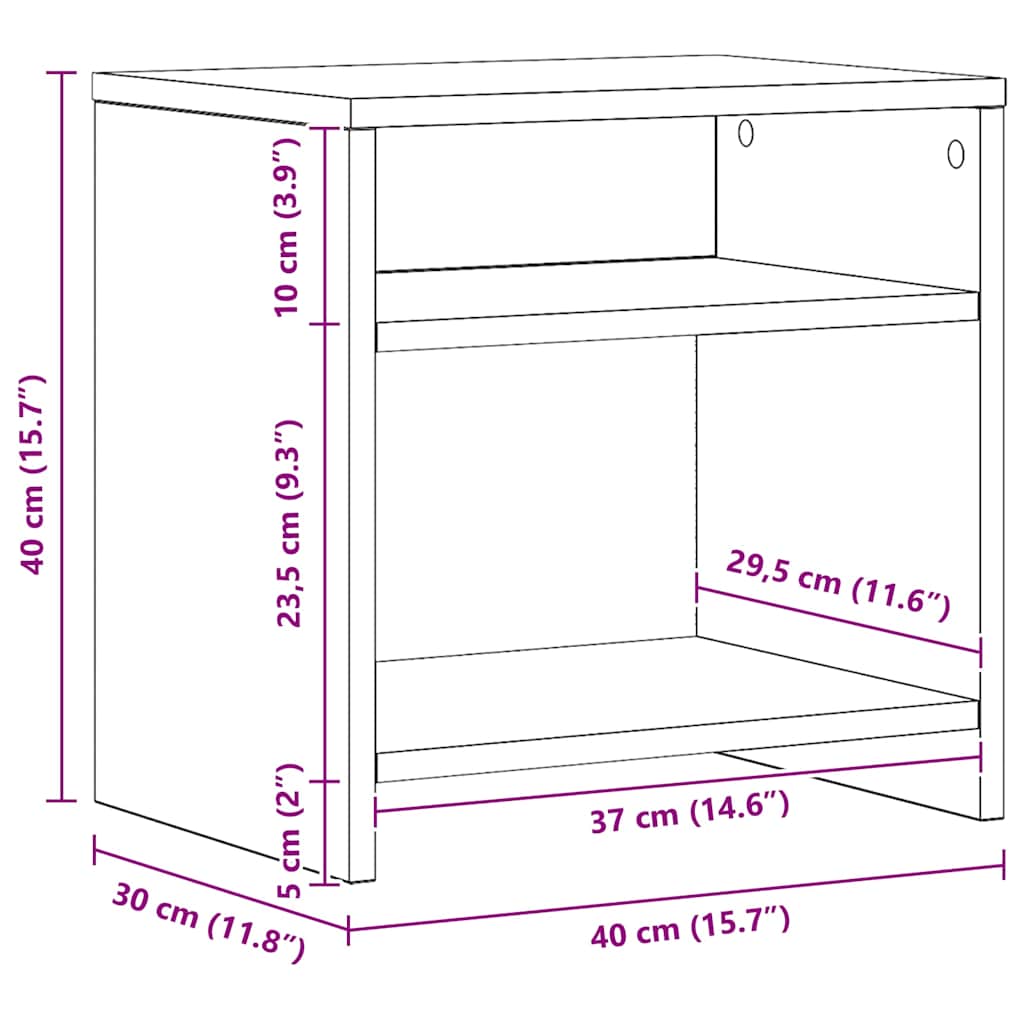 Bedside Cabinet Artisian Oak 40x30x40 cm Engineered Wood