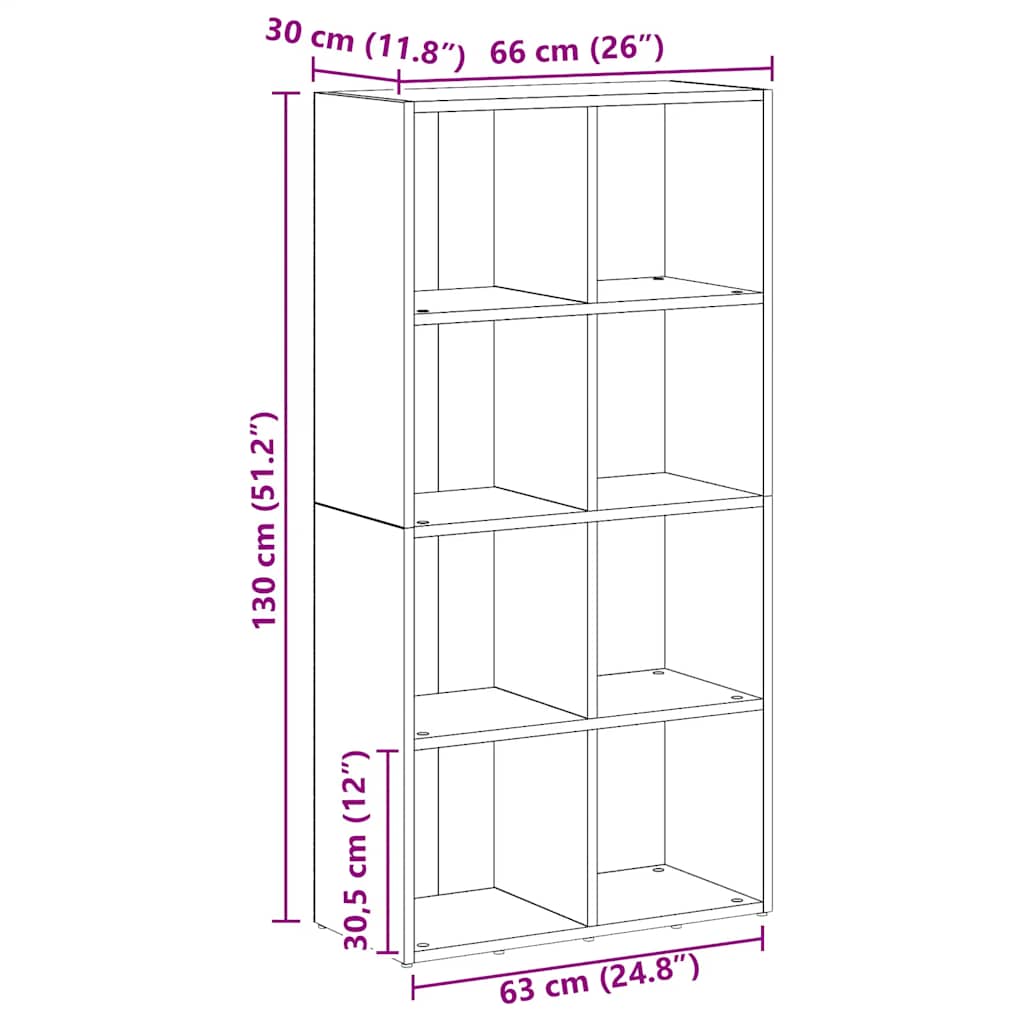 Book Cabinet Artisan Oak 66x30x130 cm Engineered Wood