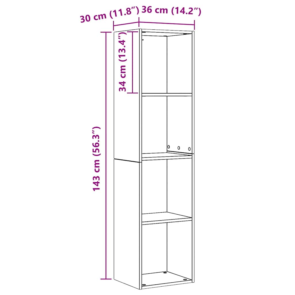 Book Cabinet/TV Cabinet Artisan Oak 36x30x143cm Engineered Wood