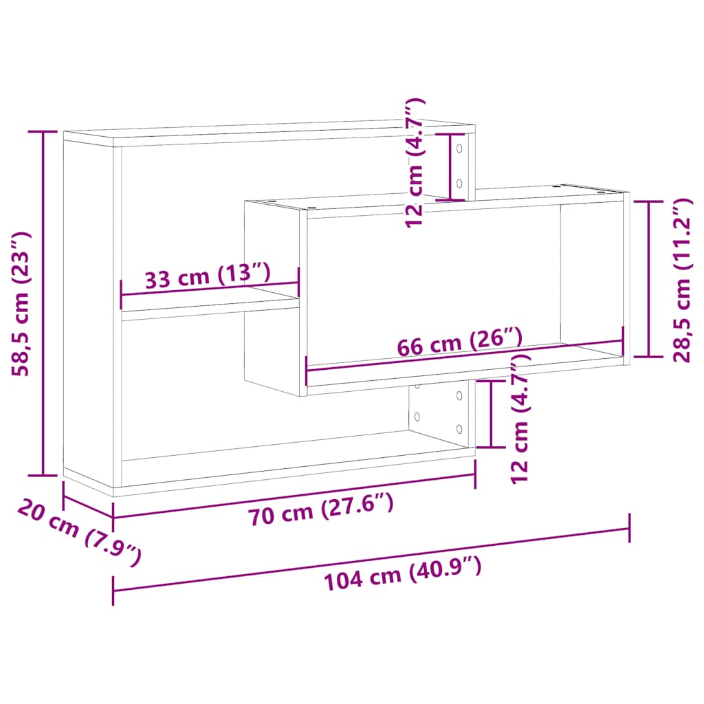 Wall Shelf Old Wood 104x20x58,5 cm Engineered Wood