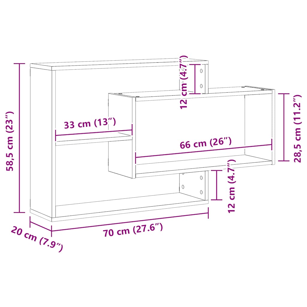 Wall Shelf Artisan Oak 104x20x58,5 cm Engineered Wood