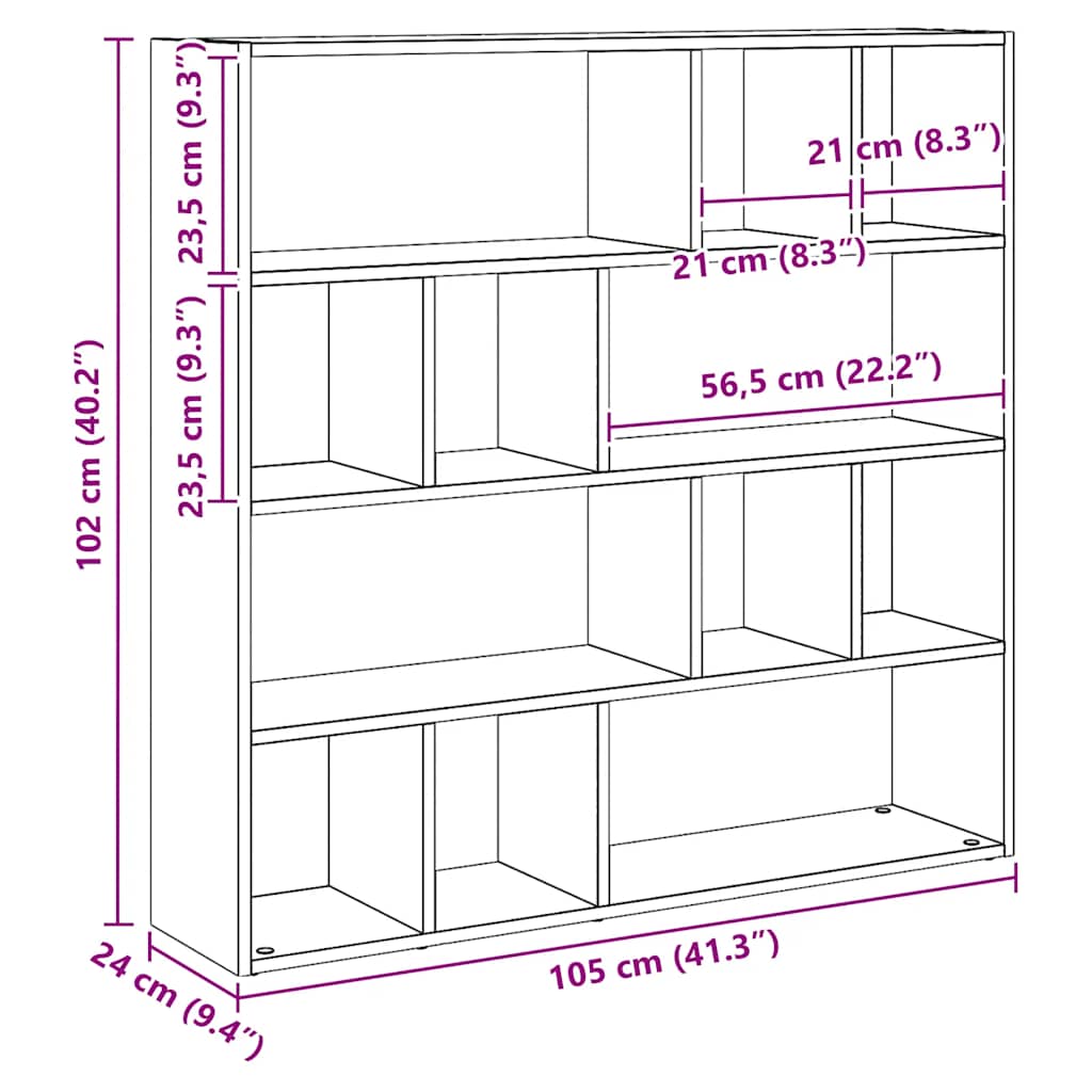 Book Cabinet/Room Divider Artisan Oak 105x24x102 cm