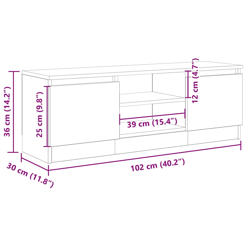 TV Cabinet Artisan Oak 102x30x36 cm Engineered Wood