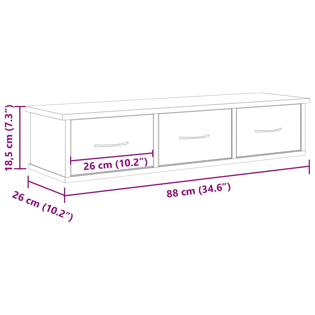 Wall Cabinet Artisian Oak 88x26x18,5 cm Engineered Wood
