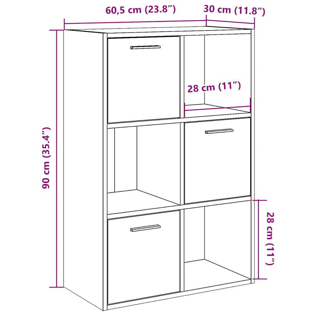 Bookshelf Old Wood 60,5x30x90 cm Engineered Wood