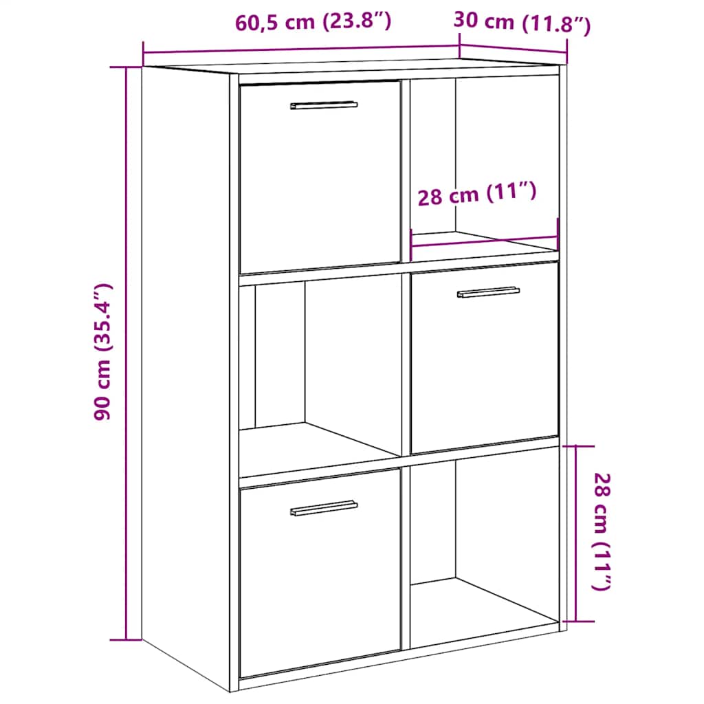 Bookshelf Artisan Oak 60,5x30x90 cm Engineered Wood