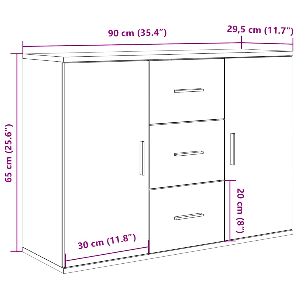 Sideboard Old Wood 90x29,5x65 cm Engineered Wood