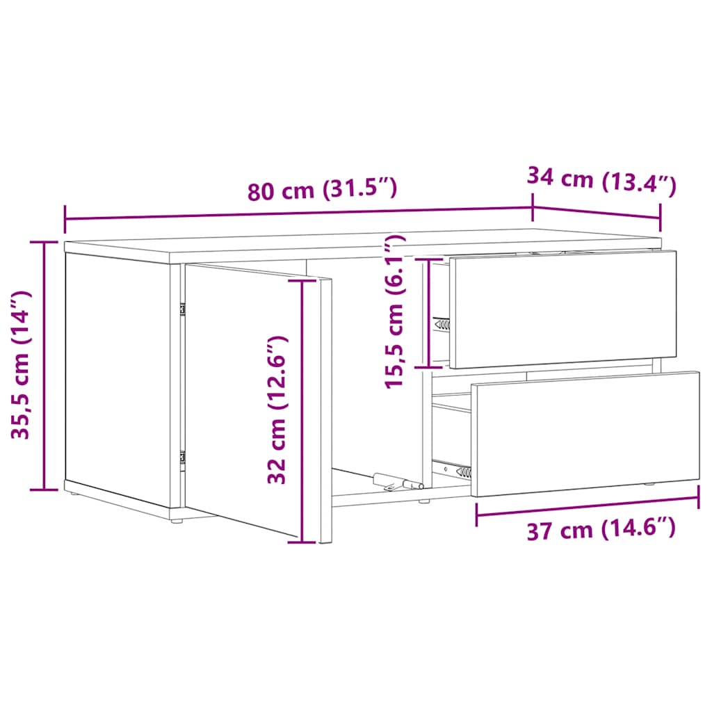 TV Cabinet Artisan Oak 80x34x35,5 cm Engineered Wood