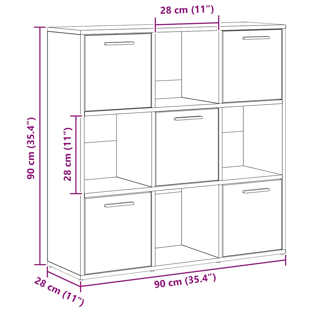 Bookshelf Artisan Oak 90x28x90 cm Engineered Wood