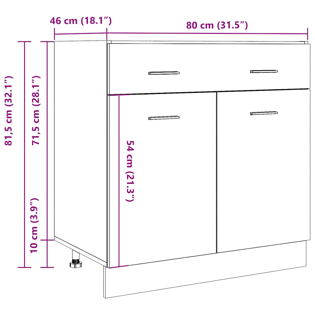 Drawer Bottom Cabinet "Lyon" Concrete Grey 80x46x81,5 cm Engineered Wood