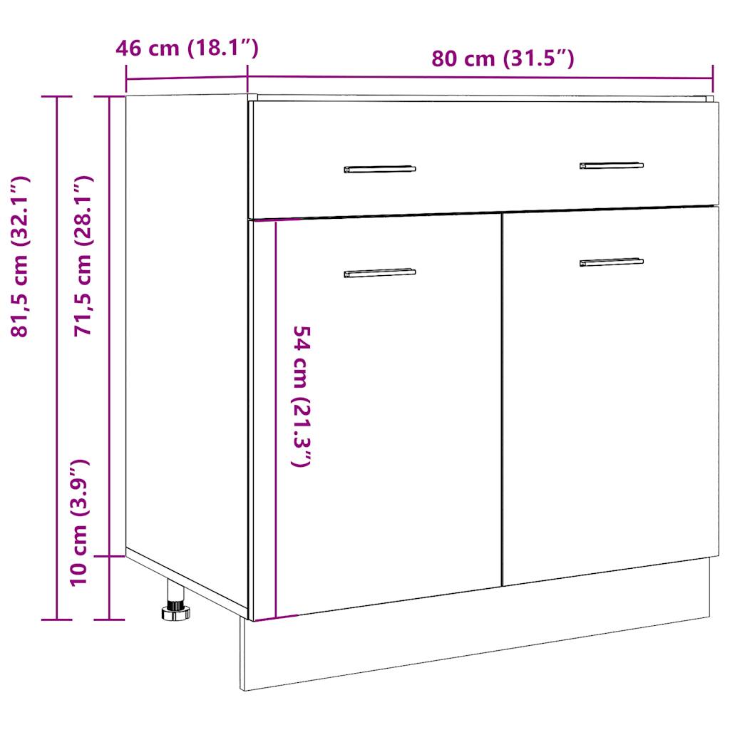 Drawer Bottom Cabinet "Lyon" Artisan Oak 80x46x81,5 cm Engineered Wood