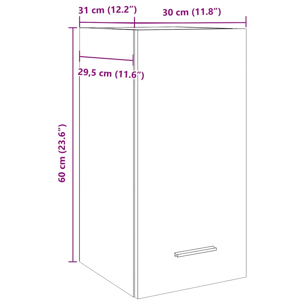 Hanging Cabinet "Lyon" Artisan Oak 30x31x60 cm Engineered Wood