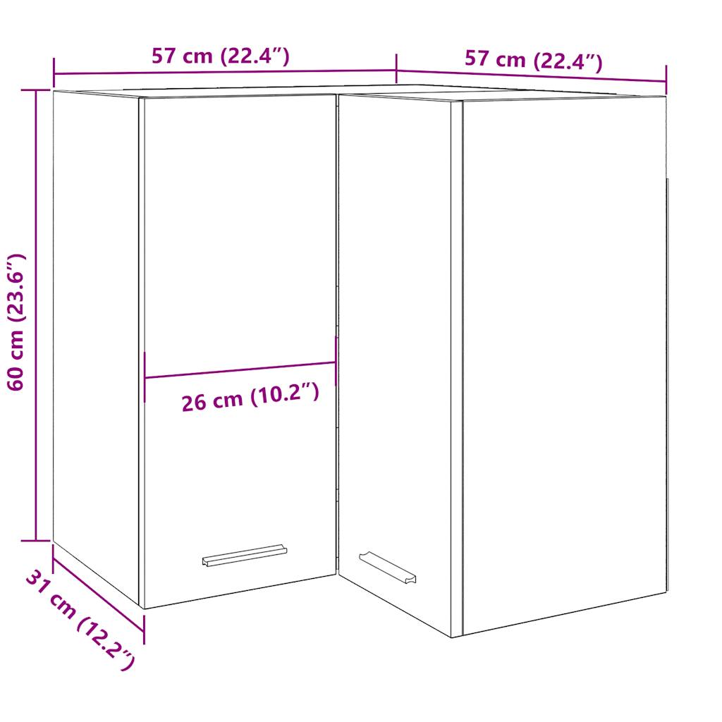 Hanging Corner Cabinet "Lyon" Old Wood 57x57x60 cm Engineered Wood
