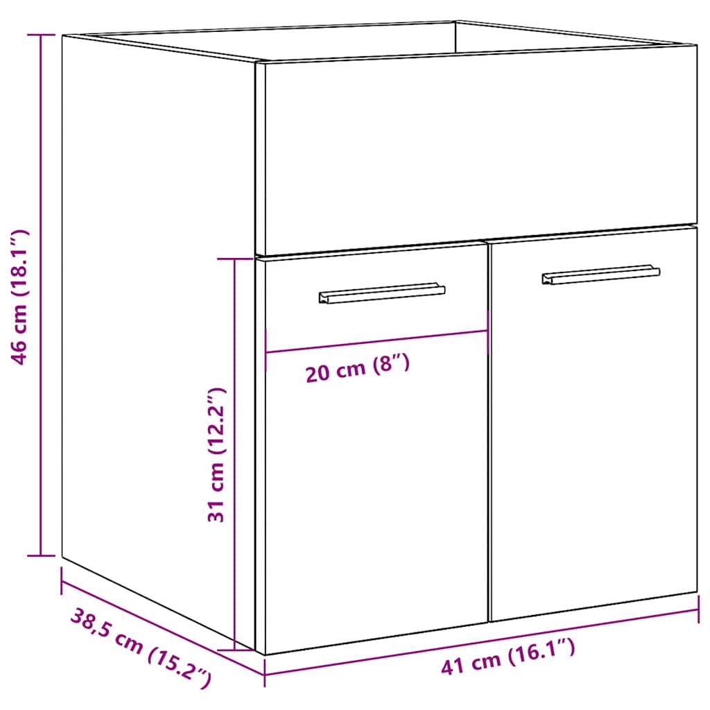 Bathroom Sink Cabinet Sonoma Oak 41x38,5x46 cm Engineered Wood
