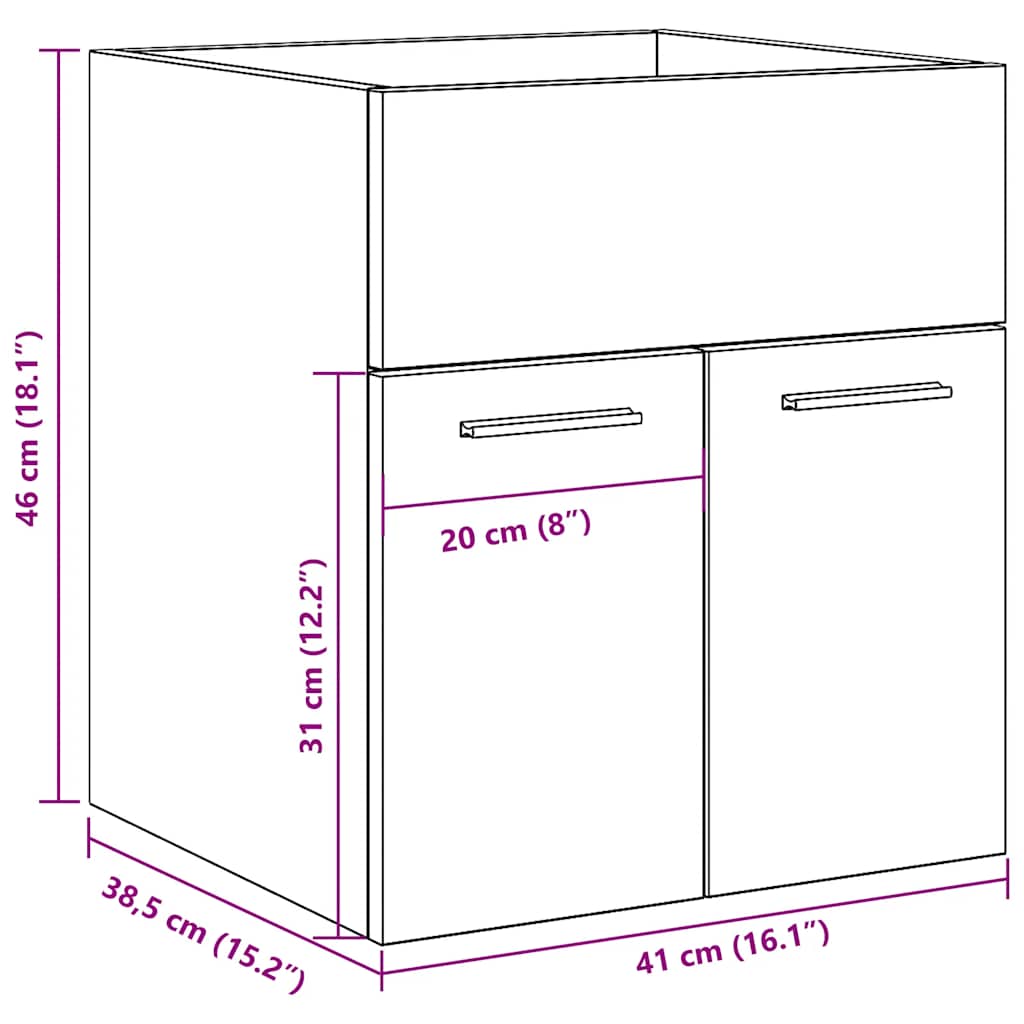Bathroom Sink Cabinet Concrete Grey 41x38,5x46 cm Engineered Wood