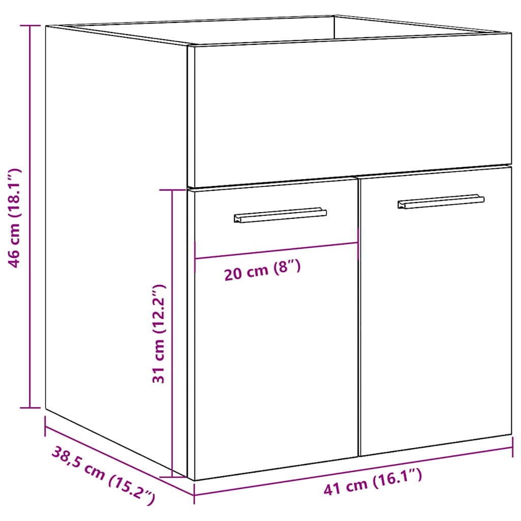 Bathroom Sink Cabinet Old Wood 41x38,5x46 cm Engineered Wood