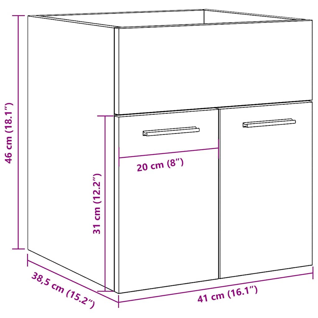 Bathroom Sink Cabinet Artisan Oak 41x38,5x46 cm Engineered Wood