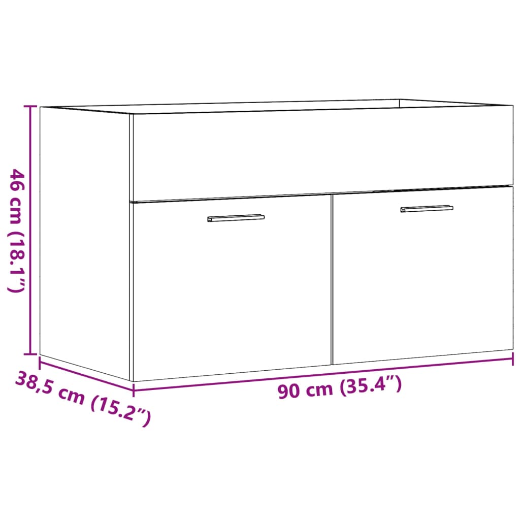 Bathroom Sink Cabinet Concrete Grey 90x38,5x46 cm Engineered Wood