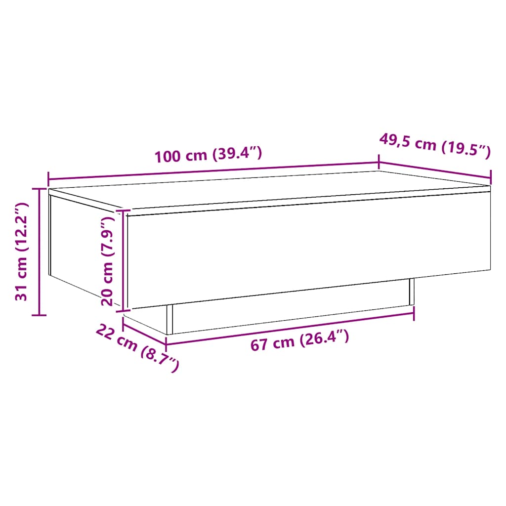 Coffee Table Artisan Oak 100x49,5x31 cm Engineered Wood