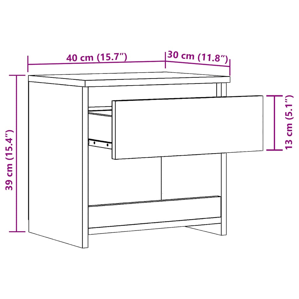 Bedside Cabinets 2 pcs Artisan Oak 40x30x39 cm Engineered Wood