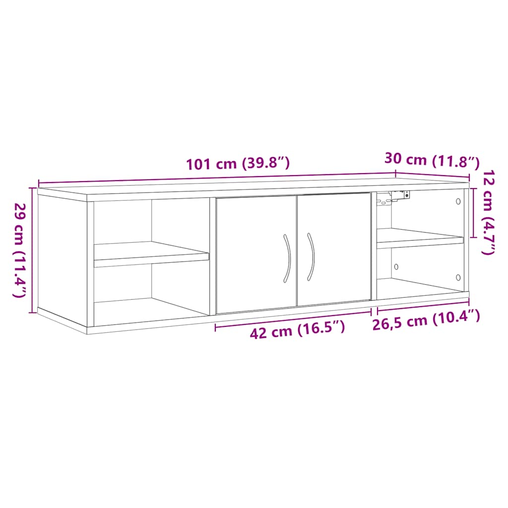 Wall Cabinet Artisan Oak 101x30x29 cm Engineered Wood